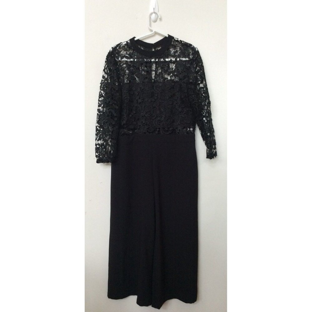 New Tahari Women’s Black Floral Lace Jumpsuit Size 12, Retail $148